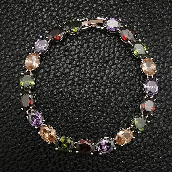 Wholesale Women's Light Luxury Copper Bracelet With Colorful Geometric Pattern And Electroplating Design
