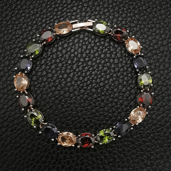 Wholesale Women's Light Luxury Copper Bracelet With Colorful Geometric Pattern And Electroplating Design