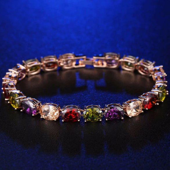 Wholesale Women's Light Luxury Copper Bracelet With Colorful Geometric Pattern And Electroplating Design