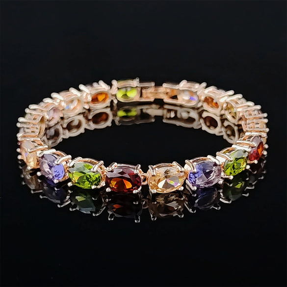 Wholesale Women's Light Luxury Copper Bracelet With Colorful Geometric Pattern And Electroplating Design