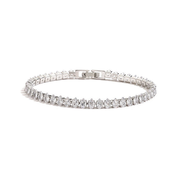 Wholesale Women's Light Luxury Copper Bracelet With Inlaid Zirconia Geometric And Drop Shape Design