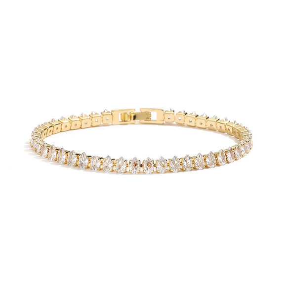 Wholesale Women's Light Luxury Copper Bracelet With Inlaid Zirconia Geometric And Drop Shape Design
