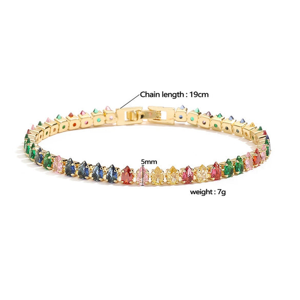 Wholesale Women's Light Luxury Copper Bracelet With Inlaid Zirconia Geometric And Drop Shape Design