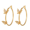 Wholesale Women's Light Luxury Copper Butterfly Earrings With Zircon