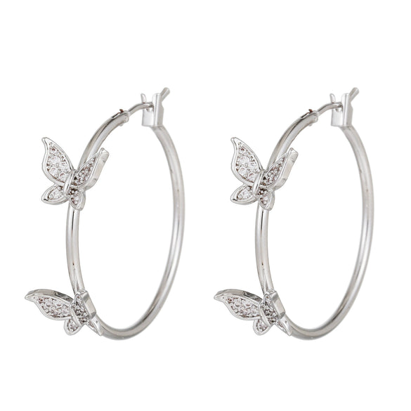 Wholesale Women's Light Luxury Copper Butterfly Earrings With Zircon