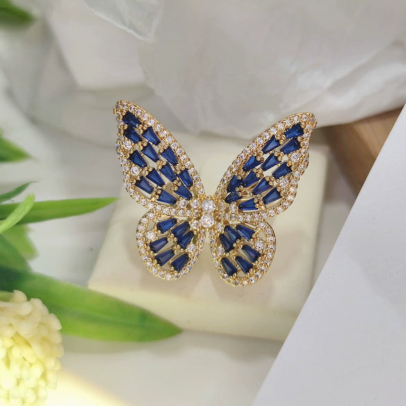 Wholesale Women's Light Luxury Copper Butterfly Ring With Animal Pattern And Electroplating Process