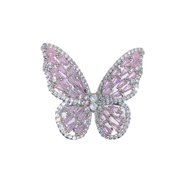 Wholesale Women's Light Luxury Copper Butterfly Ring With Animal Pattern And Electroplating Process