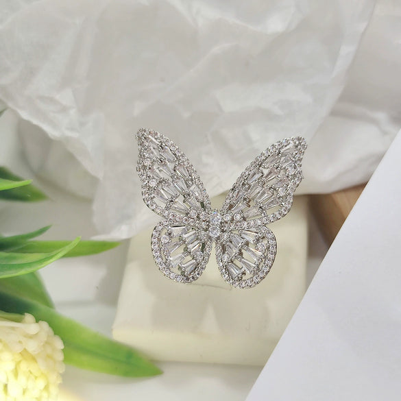 Wholesale Women's Light Luxury Copper Butterfly Ring With Animal Pattern And Electroplating Process