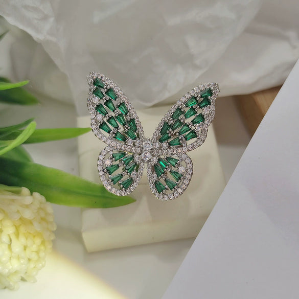 Wholesale Women's Light Luxury Copper Butterfly Ring With Animal Pattern And Electroplating Process