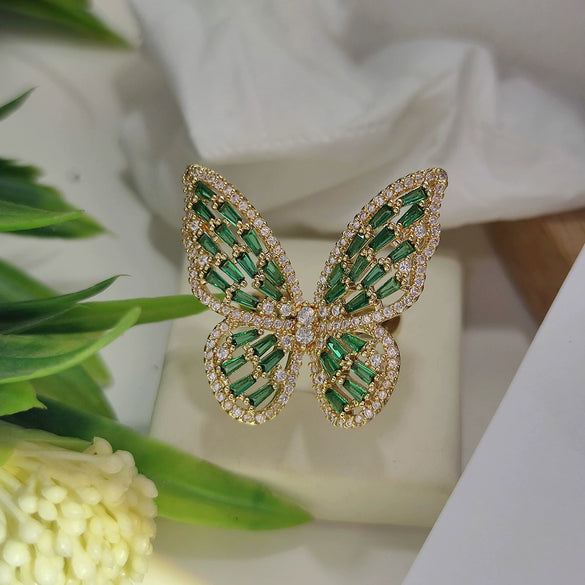Wholesale Women's Light Luxury Copper Butterfly Ring With Animal Pattern And Electroplating Process
