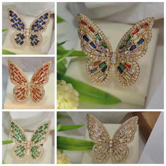 Wholesale Women's Light Luxury Copper Butterfly Ring With Animal Pattern And Electroplating Process