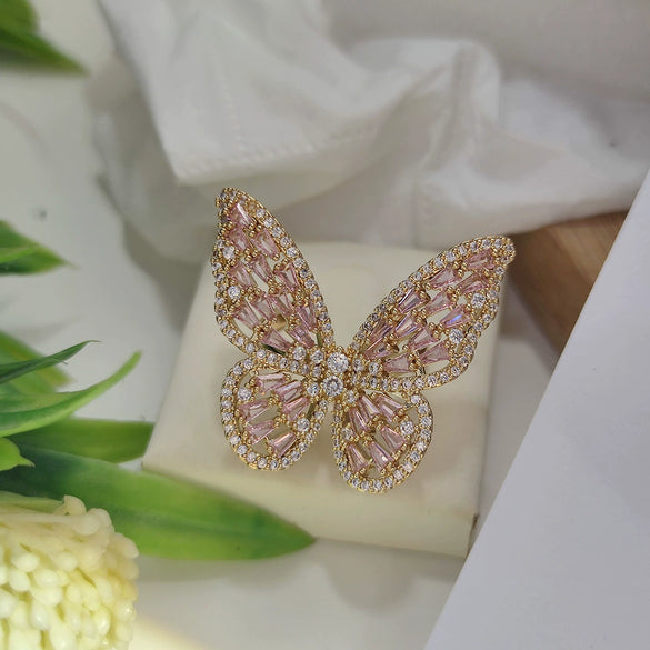 Wholesale Women's Light Luxury Copper Butterfly Ring With Animal Pattern And Electroplating Process