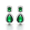Wholesale Women's Light Luxury Copper Drop Shape Emerald Microinlaid Pearshaped Zircon Long Earrings