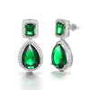 Wholesale Women's Light Luxury Copper Drop Shape Emerald Microinlaid Pearshaped Zircon Long Earrings