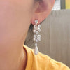 Wholesale Women's Light Luxury Copper Earrings With Imitation Pearl Flower And Leaf Drop Shape And Zircon Design
