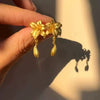 Wholesale Women's Light Luxury Copper Electroplated Flower Shaped Earrings With Silver Needle Sequins