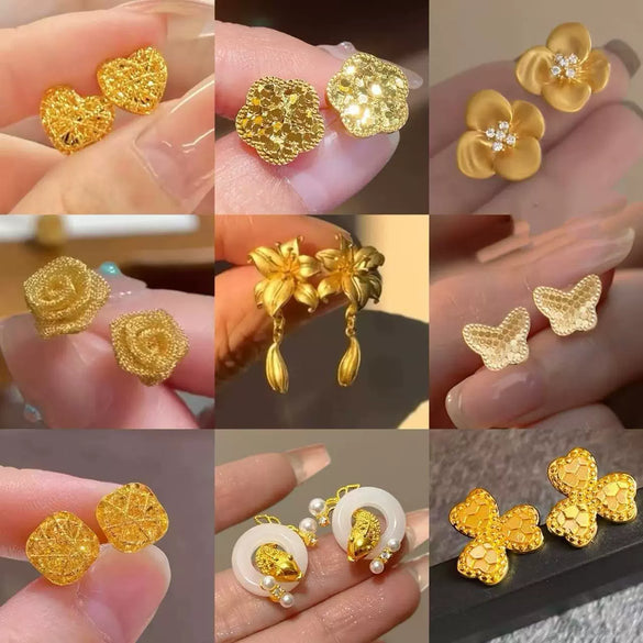 Wholesale Women's Light Luxury Copper Electroplated Flower Shaped Earrings With Silver Needle Sequins