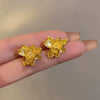 Wholesale Women's Light Luxury Copper Electroplated Flower Shaped Earrings With Silver Needle Sequins