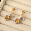 Wholesale Women's Light Luxury Copper Electroplating Geometric Plant Flowers Drop Oil Earrings