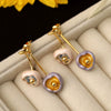 Wholesale Women's Light Luxury Copper Electroplating Geometric Plant Flowers Drop Oil Earrings