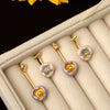 Wholesale Women's Light Luxury Copper Electroplating Geometric Plant Flowers Drop Oil Earrings