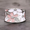 Wholesale Women's Light Luxury Copper Flower Microinlaid Zircon Ring With Dripping Oil Treatment