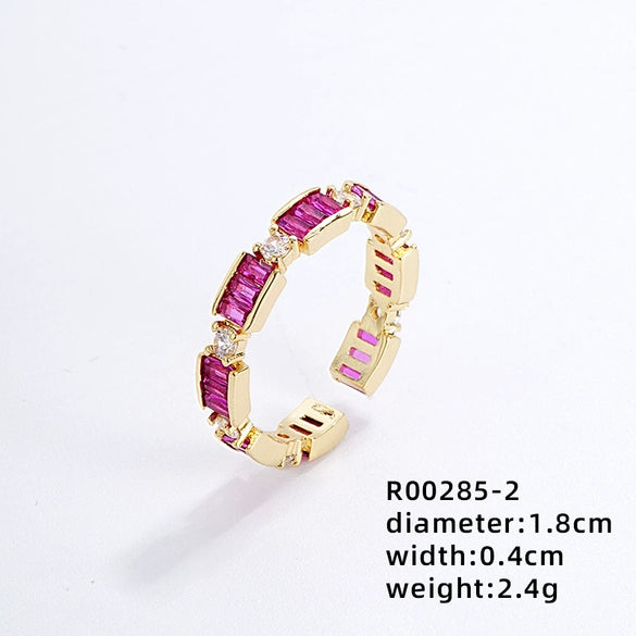 Wholesale Women's Light Luxury Copper Geometric Ring And Earrings With Zircon Inlay And Gold Plated