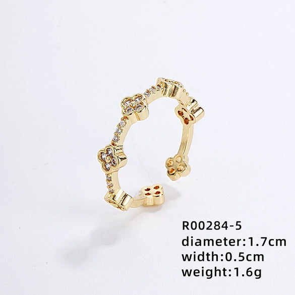 Wholesale Women's Light Luxury Copper Geometric Ring And Earrings With Zircon Inlay And Gold Plated