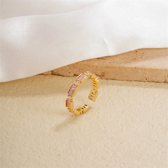 Wholesale Women's Light Luxury Copper Geometric Ring And Earrings With Zircon Inlay And Gold Plated