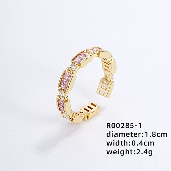 Wholesale Women's Light Luxury Copper Geometric Ring And Earrings With Zircon Inlay And Gold Plated