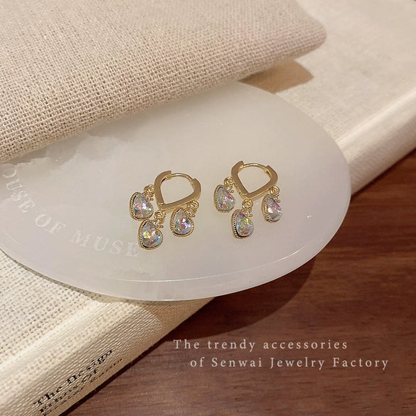 Wholesale Women's Light Luxury Copper Heart Shape Electroplating Love Earrings