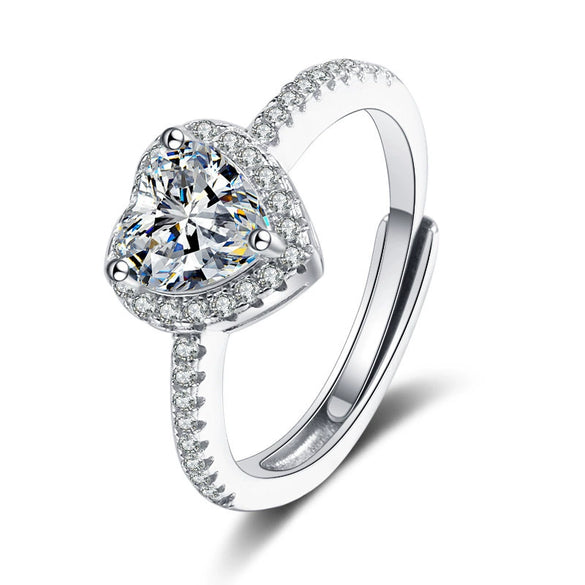 Wholesale Women's Light Luxury Copper Heartshaped Micropaved Zircon Engagement Ring