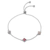 Wholesale Women's Light Luxury Copper Inlaid Colored Diamond Four Leaf Clover Pull Bracelet With Zirconia And Flower Design