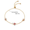 Wholesale Women's Light Luxury Copper Inlaid Colored Diamond Four Leaf Clover Pull Bracelet With Zirconia And Flower Design