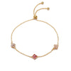 Wholesale Women's Light Luxury Copper Inlaid Colored Diamond Four Leaf Clover Pull Bracelet With Zirconia And Flower Design