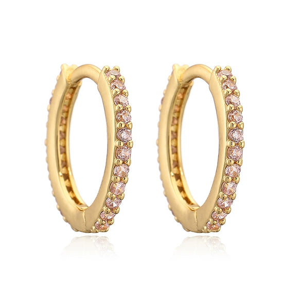 Wholesale Women's Light Luxury Copper Inlaid Colored Diamond Geometric Round Earring