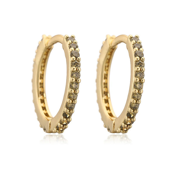 Wholesale Women's Light Luxury Copper Inlaid Colored Diamond Geometric Round Earring