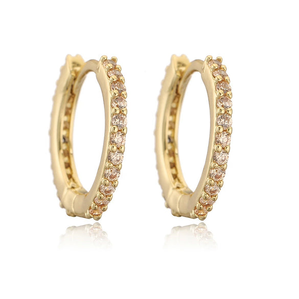 Wholesale Women's Light Luxury Copper Inlaid Colored Diamond Geometric Round Earring