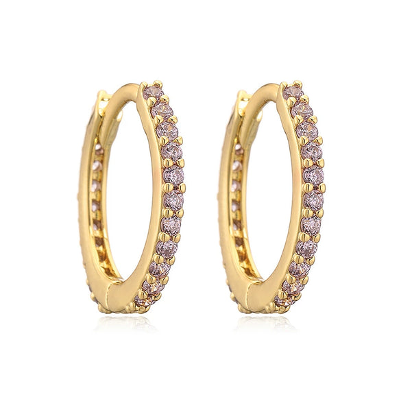 Wholesale Women's Light Luxury Copper Inlaid Colored Diamond Geometric Round Earring