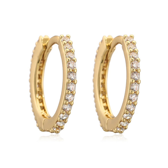 Wholesale Women's Light Luxury Copper Inlaid Colored Diamond Geometric Round Earring