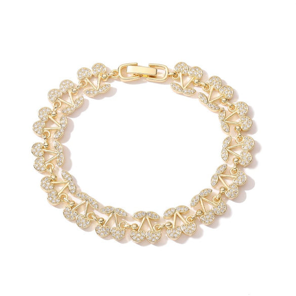 Wholesale Women's Light Luxury Copper Inlaid Colored Diamond Water Drop Petal Fruit Flower Patterned Zirconia Hand Jewelry Bracelet