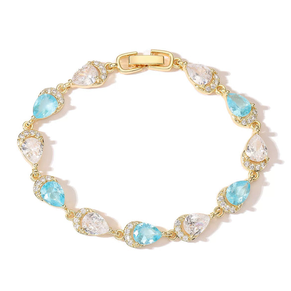 Wholesale Women's Light Luxury Copper Inlaid Colored Diamond Water Drop Petal Fruit Flower Patterned Zirconia Hand Jewelry Bracelet