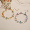 Wholesale Women's Light Luxury Copper Jewelry With Inlaid Color Diamond And Geometric Pattern In Oval And Square Shapes