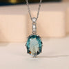 Wholesale Women's Light Luxury Copper Ochain Necklace With Oval Zircon And Mixed Gem Inlay Geometric Design