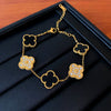 Wholesale Women's Light Luxury Copper Real Gold Electroplated Fourpetal Fritillaria Zircon Bracelet With Flower And Leaves Pattern