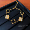 Wholesale Women's Light Luxury Copper Real Gold Electroplated Fourpetal Fritillaria Zircon Bracelet With Flower And Leaves Pattern