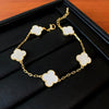 Wholesale Women's Light Luxury Copper Real Gold Electroplated Fourpetal Fritillaria Zircon Bracelet With Flower And Leaves Pattern