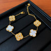 Wholesale Women's Light Luxury Copper Real Gold Electroplated Fourpetal Fritillaria Zircon Bracelet With Flower And Leaves Pattern