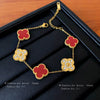 Wholesale Women's Light Luxury Copper Real Gold Electroplated Fourpetal Fritillaria Zircon Bracelet With Flower And Leaves Pattern