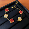 Wholesale Women's Light Luxury Copper Real Gold Electroplated Fourpetal Fritillaria Zircon Bracelet With Flower And Leaves Pattern